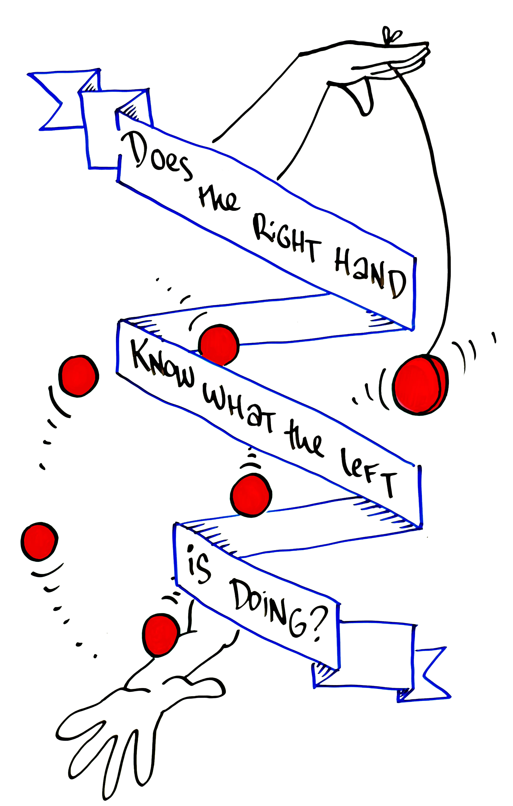 Illustration asking: does the right hand know what the left is doing?